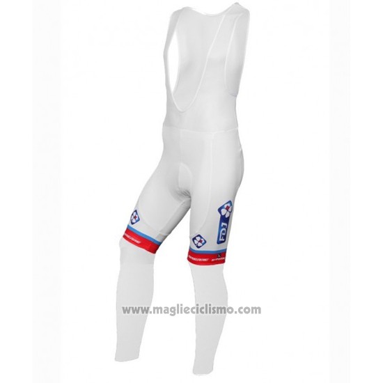 2016 Abbigliamento Ciclismo FDJ Bianco e Blu Manica Lunga e Salopette